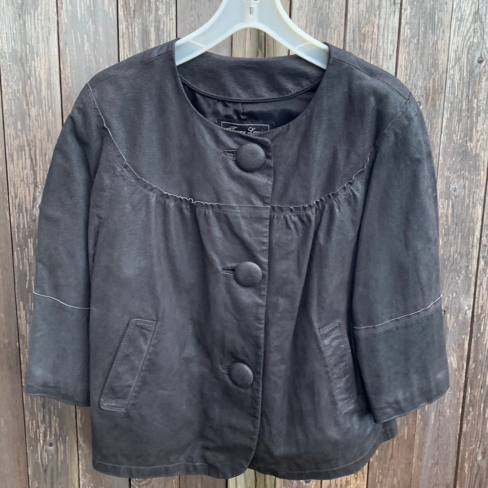 Terry Lewis classic luxuries leather jacket with 3 large button front blouson